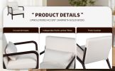 Mid Century Modern Armchair, Accent Chair with Solid Wood Frame and Detachable Lumbar Pillow for Living Room, Bedroom