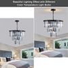 20" Luxury 3-Tier Crystal Chandelier, 7-Light Black Frame Pendant Light, Elegant Ceiling Lighting for Living Room, Dining Room, Bedroom (No Bulbs)