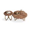 Mid-Century Round Walnut Wood Finish Nesting Coffee Table 2 Piece