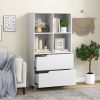 4-Tier Open Bookcase with 2 Drawers and 4 Storage Cubes