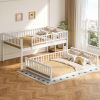 Full XL over Queen Bunk Bed with Ladder and Guardrails, White