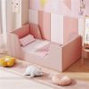 Pink Upholstered Toddler Bed Velvet Wooden Slat Frame for Kids No Mattress