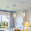 5" Modern Crystal Pendant Light 3-Pack Adjustable Chrome Hanging Ceiling Fixture with Clear Beads, Elegant Design for Kitchen Island, Dining Room