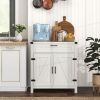 Modern Farmhouse Sideboard Storage Cabinet, Buffet Cabinet with 2 Barn Doors and Drawer for Dining Room, White Oak