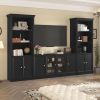 U-Can 128.2" W Wall Unit Entertainment Center with Bookshelves for TVs up to 80", Modern TV Stand Media Console with tempered glass Cabinets