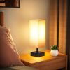 Small Table Lamp for Bedroom - Bedside Lamps for Nightstand, Minimalist Night Stand Light Lamp with Square Fabric Shade