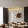 39" Modern Crystal Linear Rectangle Chandelier with Gold Finish, Elegant Pendant Light with Cascading Beads, for Dining Room, Living Room
