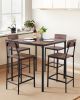 Bar Table, 5PCS 35″ Bars Tables Set, Bar Tables and Chair Set with Rounded Edge Design, Square Pub Table with Four Stools