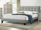 Contemporary 1pc California King Size Bed Grey Polyfiber Tufted Headboard Platform Bedframe Bedroom Furniture