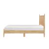 Mid-Century Modern Design Queen Platform Bed 1pc Natural Finish Wooden Bedroom Furniture Vertical Slats Headboard, Bed in a Box