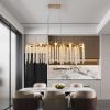 39-inch Modern Golden Pendant Light with Cascading Crystal Strands, Ideal for Living Room, Dining Room and Foyer