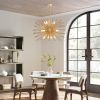 29" Mid-Century Modern 12-Light Starburst Chandelier – Gold Sputnik Pendant Light Fixture for Living Room, Dining Room, or Foyer (Bulb Not Included)