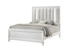 Contemporary Queen Size Bed 2xNightstand 3pc Set Panel Bed Upholstered Cushion LED Lights Headboard White Finish Wooden Solid Wood Furniture