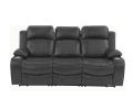 Power Motion Sofa 1pc Contemporary Charcoal Color Gel Leatherette Storage Arms w Cup Holder Living Room Furniture