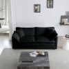 Sofa Set of 2 Chenille Couch, 2+3 Seater Sofa Set Deep Seat Sofa, Modern Sofa Set for Living Room, Black Chenille