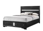 1pc King Platform Bed Storage Drawers Shimmering Silver Accent Black Silver Finish Solid Wood