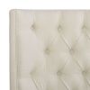 Brooklyn King Tufted Panel Bed Headboard and Footboard Set, Light Beige Linen