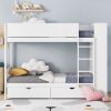 Twin over Twin Bunk Bed With 2 Drawers and Multi-layer Cabinet, White