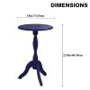 Navy Blue End Table for Living Room, Small Round Wooden Pedestal Side Table, Vintage Accent Nightstand for Bedroom, Entryway, Compact Drink Table
