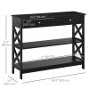 39" Console Table, Narrow Entryway Table with Storage Shelves, Drawers and X Frame for Behind Couch, Living Room, Hallway, Black