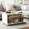Rectangular Coffee Table with L-shaped Middle Shelf