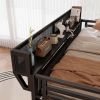 Full Size Loft Bed with Stairs, Metal Full Loft Bed with Light and Storage, High Loft Bed with Wardrobe and Storage for Kids Teens Adults