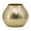 11x11x9" Aluminum Chisel Flower Vase, Gold