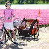 2-Seat Kids Child Bicycle Trailer | Strong Steel Frame | 5-Point Safety Harnesses & Comfortable Seating, Orange