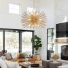 29" Mid-Century Modern 12-Light Starburst Chandelier – Gold Sputnik Pendant Light Fixture for Living Room, Dining Room, or Foyer (Bulb Not Included)