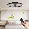 Smart Flush Mount Ceiling Fan with Light – 20-inch Integrated LED Chandelier with 5 Invisible Blades, Remote Control & Timer, Dimmable Lighting