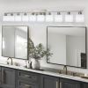 10-Light Bathroom Light Fixtures, 6552inch Nickel Vanity Light with Milky White Glass Shade, Modern Bathroom Wall Lights Over Mirror