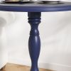 Navy Blue End Table for Living Room, Small Round Wooden Pedestal Side Table, Vintage Accent Nightstand for Bedroom, Entryway, Compact Drink Table