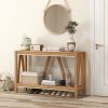 Farmhouse Console Table with Storage Shelf, Rustic Sofa Table with Anti-tipper for Living Room, Bedroom and Entryway, Brown
