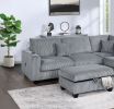 Contemporary 3pc Sectional Set Fog Color Corduroy Couch LAF Sofa RAF Chaise Ottoman L-Sectional Living Room