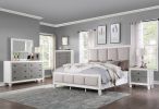 Katia Light Gray Linen, Rustic Gray & Weathered White Finish E. King Bed