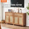 VEVOR Rattan Cabinet, Set of 2, Rattan Storage Cabinet with 4 Magnetic Doors and 2 Drawers, Sideboard Buffet Cabinet with Adjustable Shelves