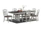 Contemporary 1pc Dining Table w 2x Leaves Antique White And Grey Finish Table Top Kitchen Dining Room