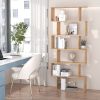 75.5" H 6-Tier Oak Wooden Bookcase, Storage Display Shelf, Room Divider Freestanding