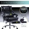 High Back Massage Reclining Office Chair with Footrest, Home Office Executive Computer Desk Chair with Massaging Lumbar Cushion, Adjustable Angle