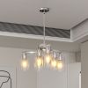6-Light Brushed Nickel Chandeliers for Dining Room Light Fixtures Over Table