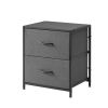 2 Drawer Fabric Nightstand, Grey Finish