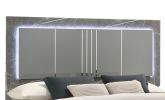Elara Queen Bed – Two-Tone High-Gloss Marble & Lacquer Finish with LED Lighting, Metal-Finished Legs- Gray (CA Inventory)