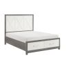 Queen Platform Bed with Footboard Storage Ivory and Gray Finish Bedroom Furniture 1pc