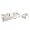 3-Piece Upholstered Sofa, Living Room Sectional Sofa Set Modern Sofa Couches Set , Deep Seat Sofa for Living Room Apartment, 1+3 Seat White