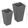 Patio Planters 2-Piece MgO Flower Receptacles with Drainage for Lush Outdoor Decor Gray