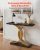 39 in Gold Console Table, Modern Desk Behind the Couch, Wood Rectangle Entrance Desk, Narrow Long Sofa Table Accent Stand with Metal Legs for Hallway
