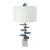 15x29.5" Blue and White Agate Slice Table Lamp with Marble Base