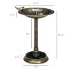 28" Antique Bird Bath Decorative Birdbath Bird Feeder Bowl with Planter Pedestal and Bird Statues, Bronze