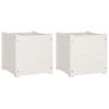 Planter Set of 2 White Solid pinewood Large Durable Planter