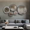 Vintage 26'' x 26'' Wall Wood Round Hanging Gear Shape Heavy Decorative Mirror For Bathroom Living Room Entryway Or Put Together To Your Liking(Antiqu